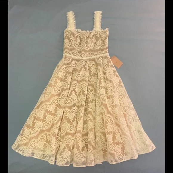 Anthropologie White Lace Midi Dress - Picture 5 of 16